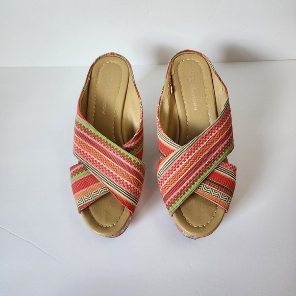 Chinese Laundry Drama Peep Toe 4" Heel Crossover Strap Wedge Size 8 - Picture 2 of 13